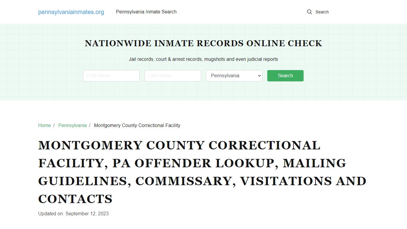 Montgomery County Correctional Facility, PA: Inmate Search Options ...